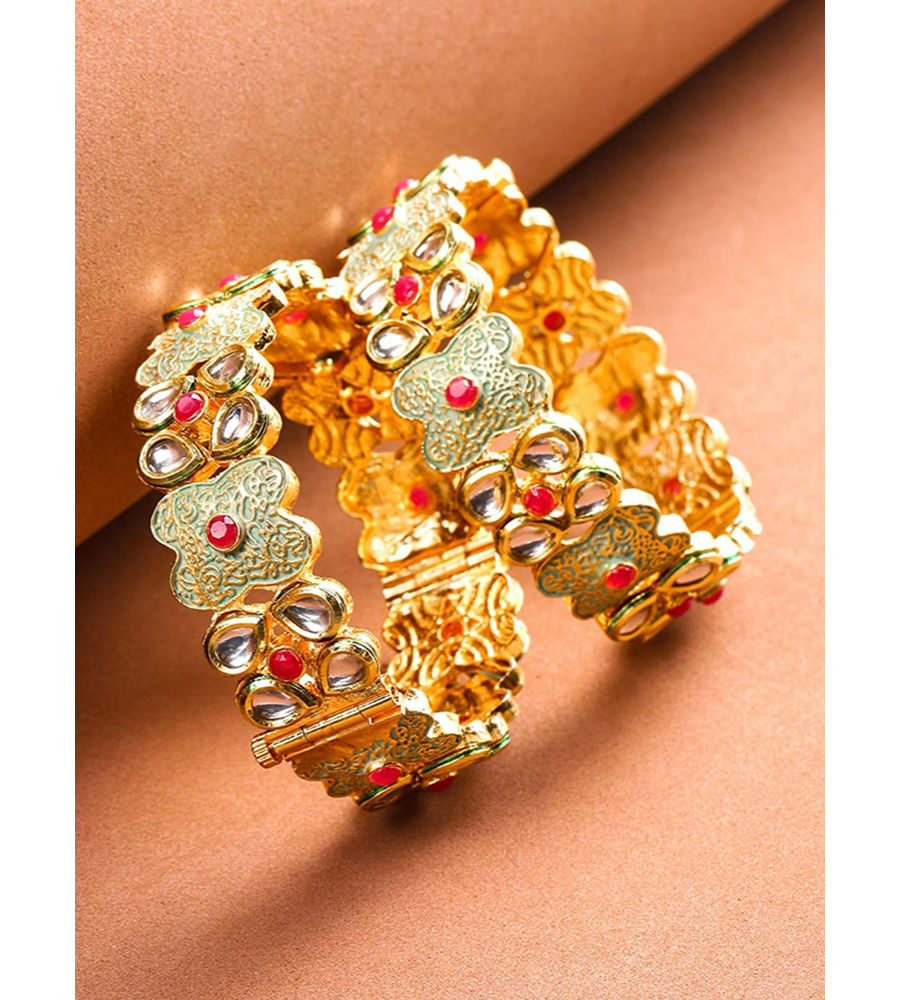 YouBella Jewellery Bangles for Women Stylish Traditional One Gram Gold Plated Bangles for Women and Girls
